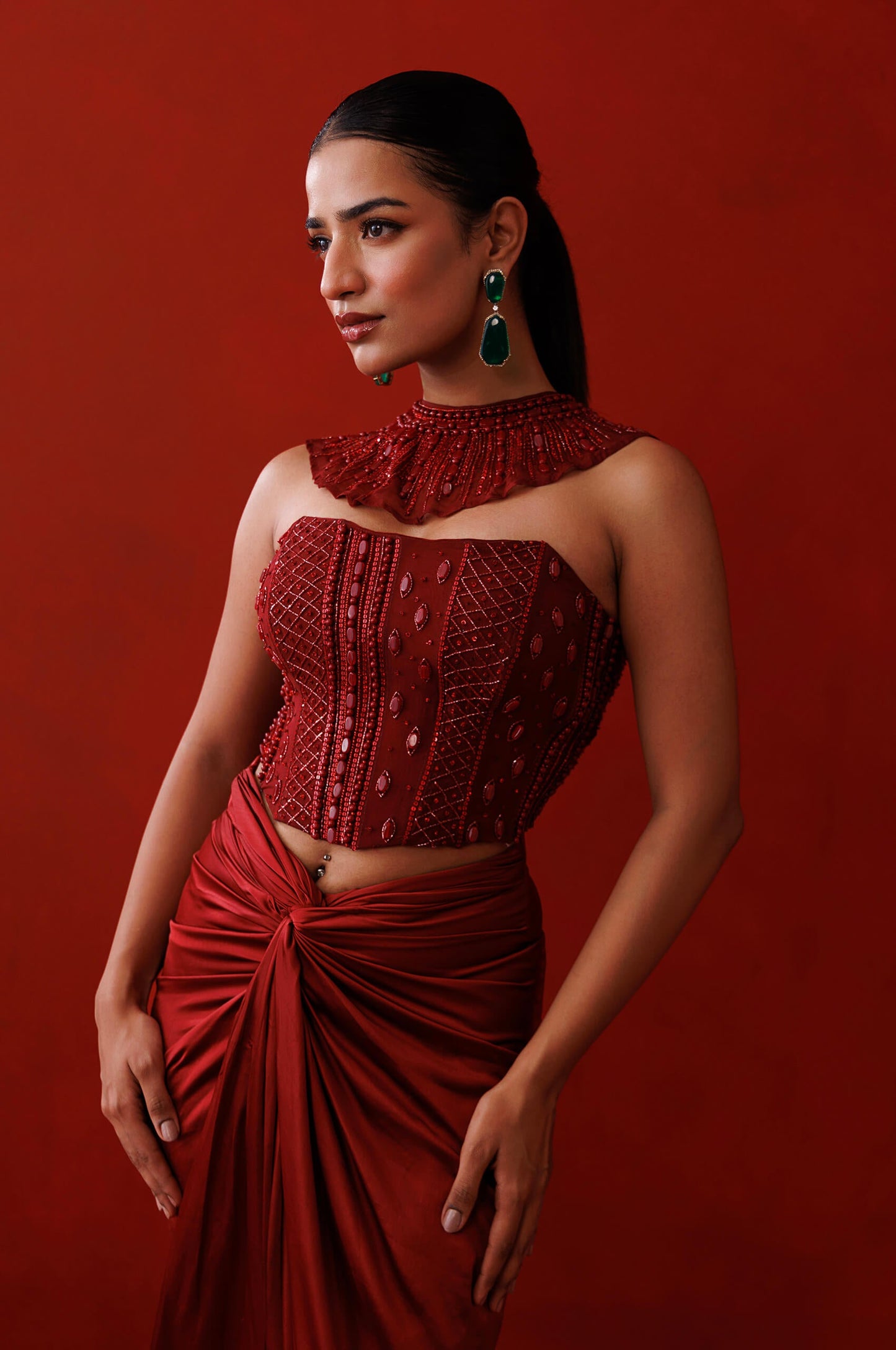 Maroon corset set