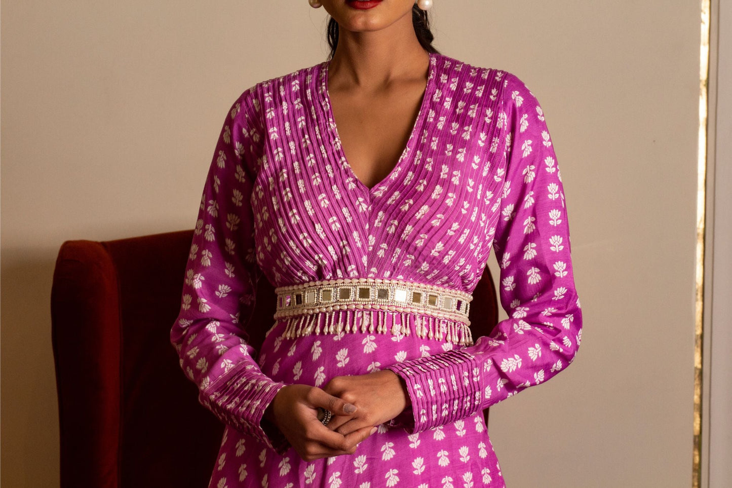 Purple pintuck dress