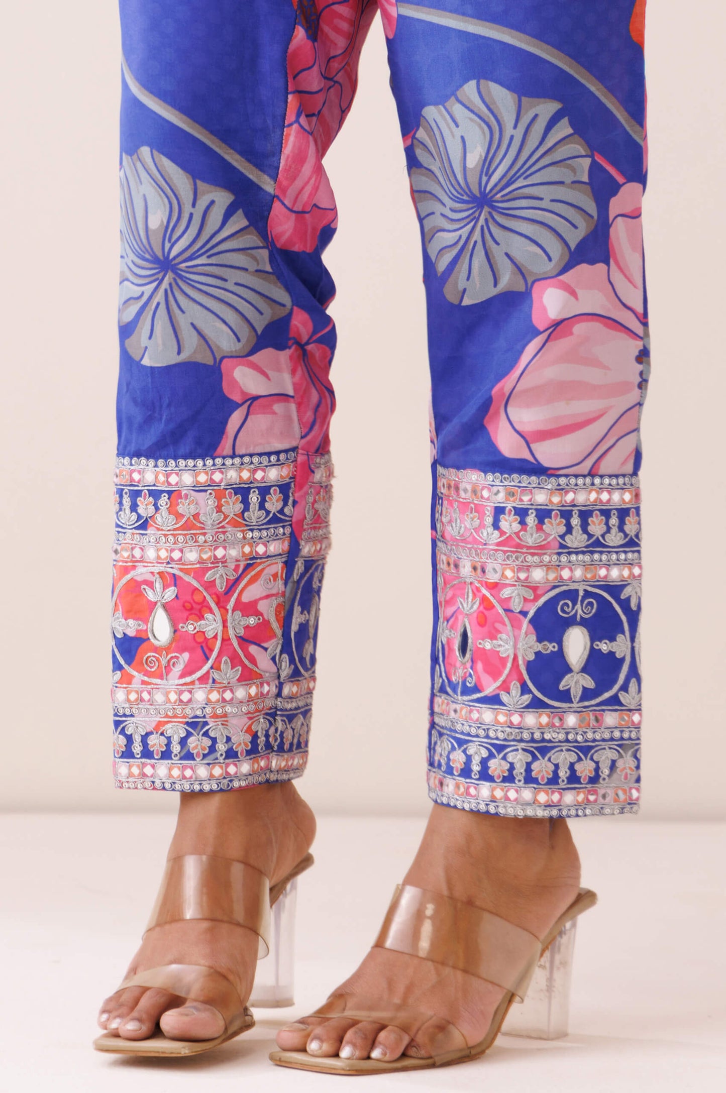 Blue square neck kurta set