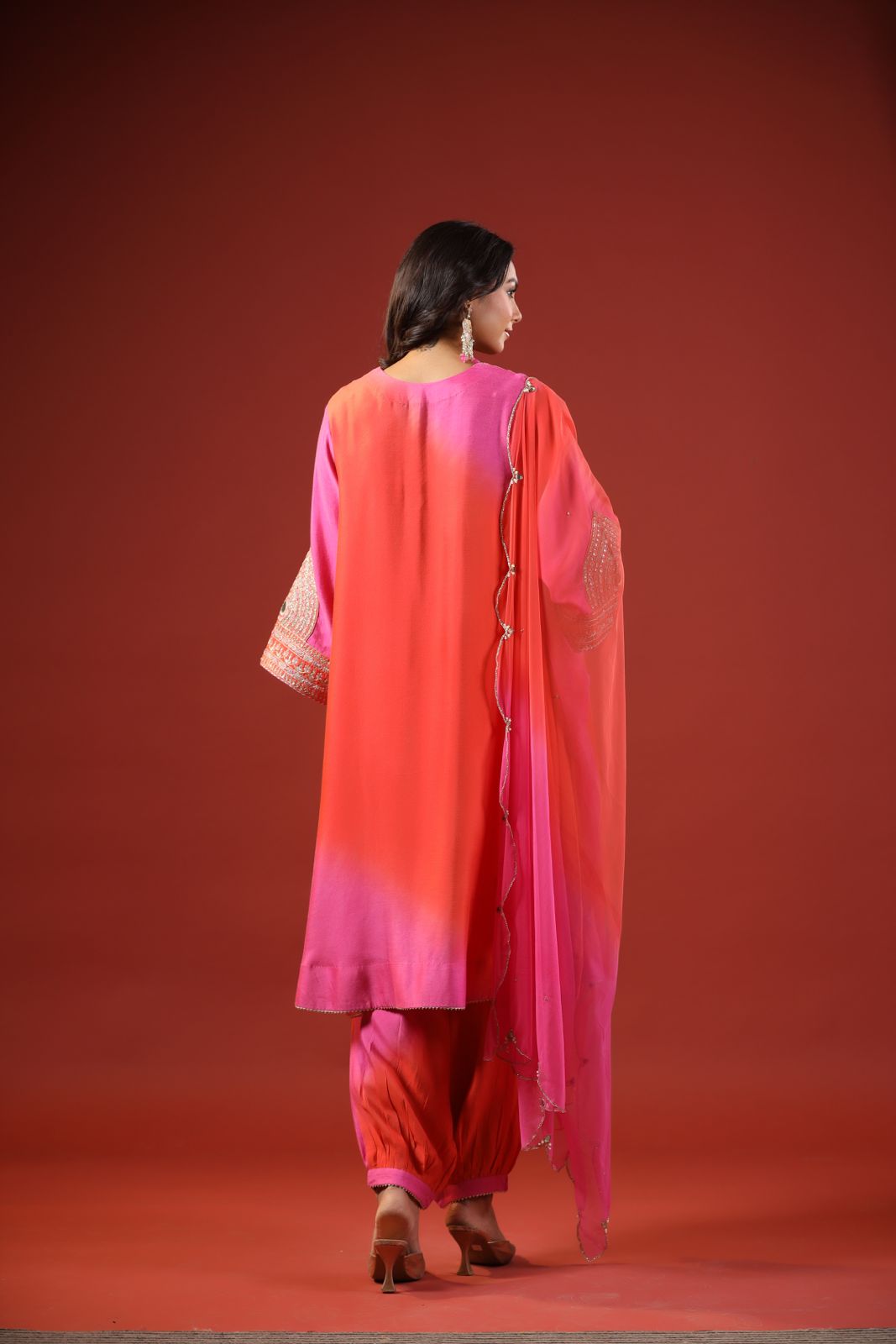 Pink & Orange Ombre Kurta Set