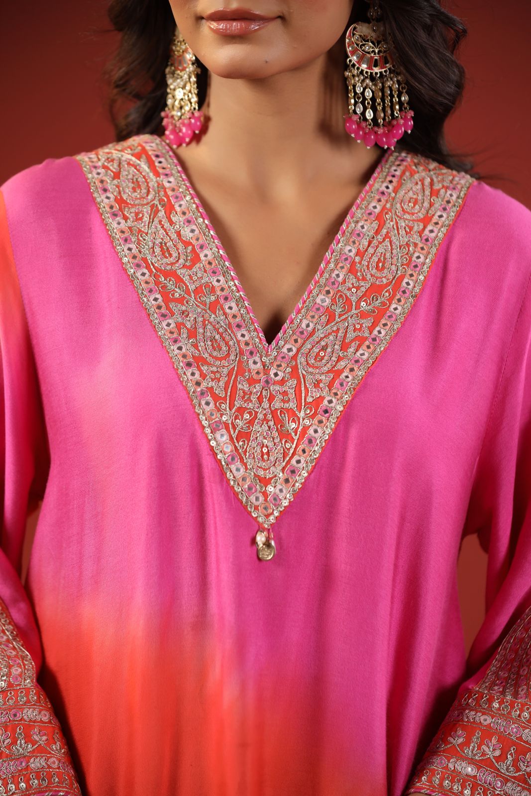 Pink & Orange Ombre Kurta Set