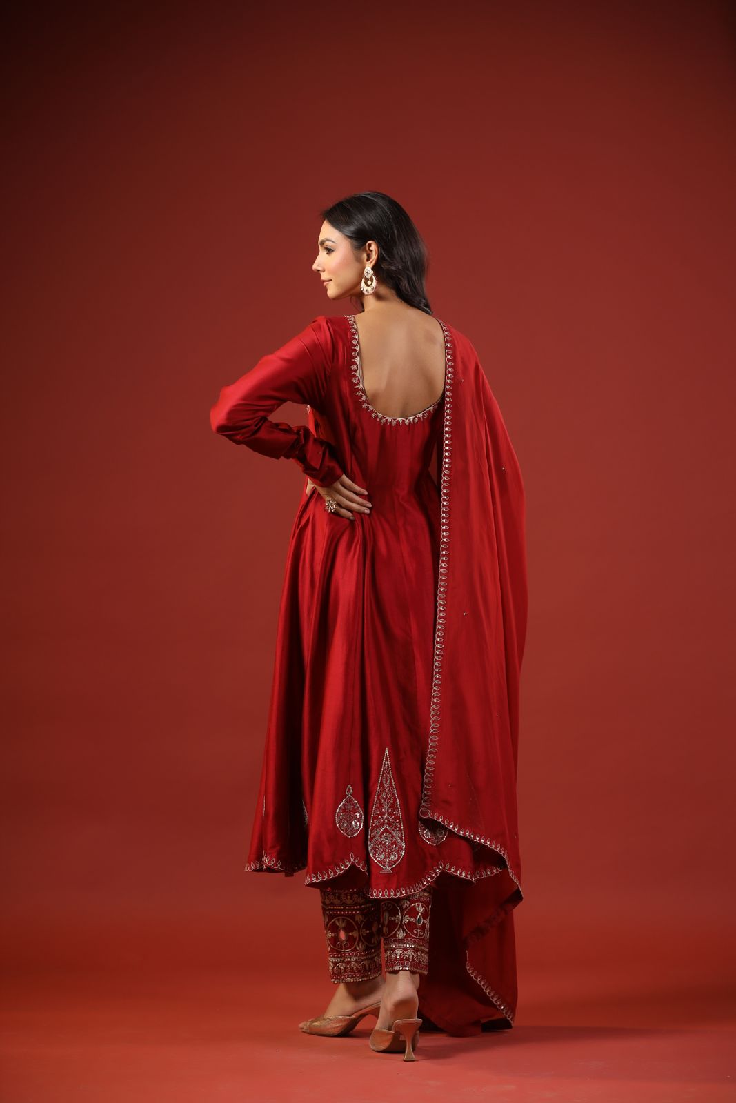 Rustic Red Anarkali Set