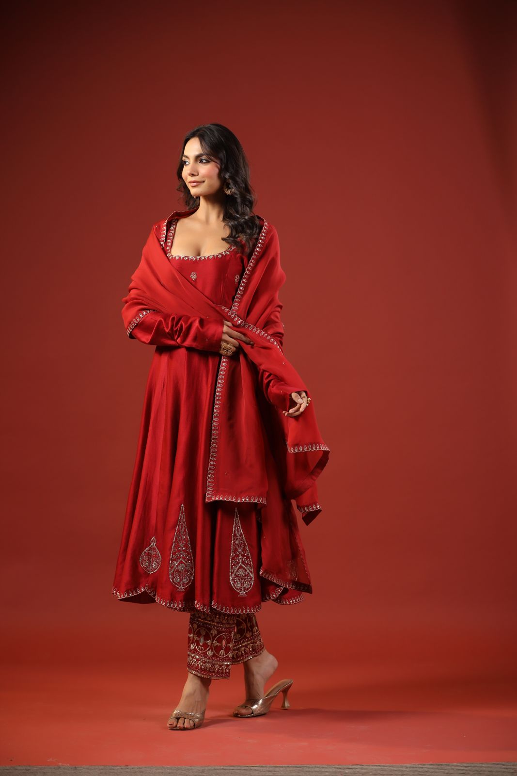 Rustic Red Anarkali Set