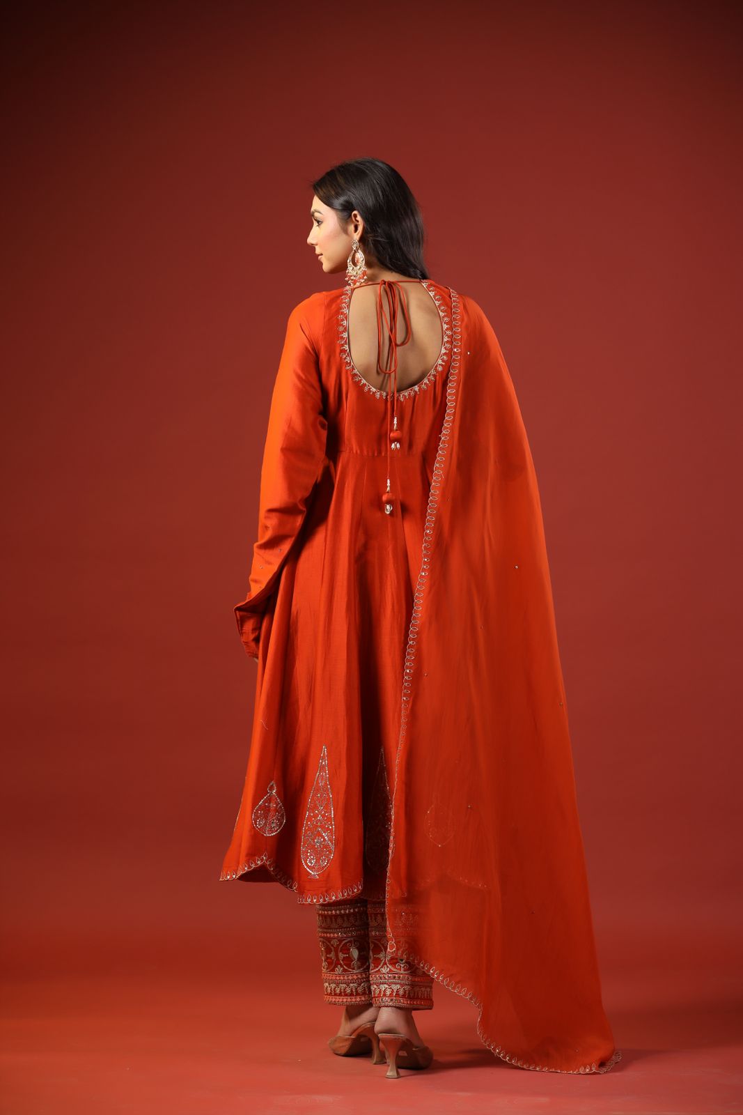 Rustic Orange Anarkali Set