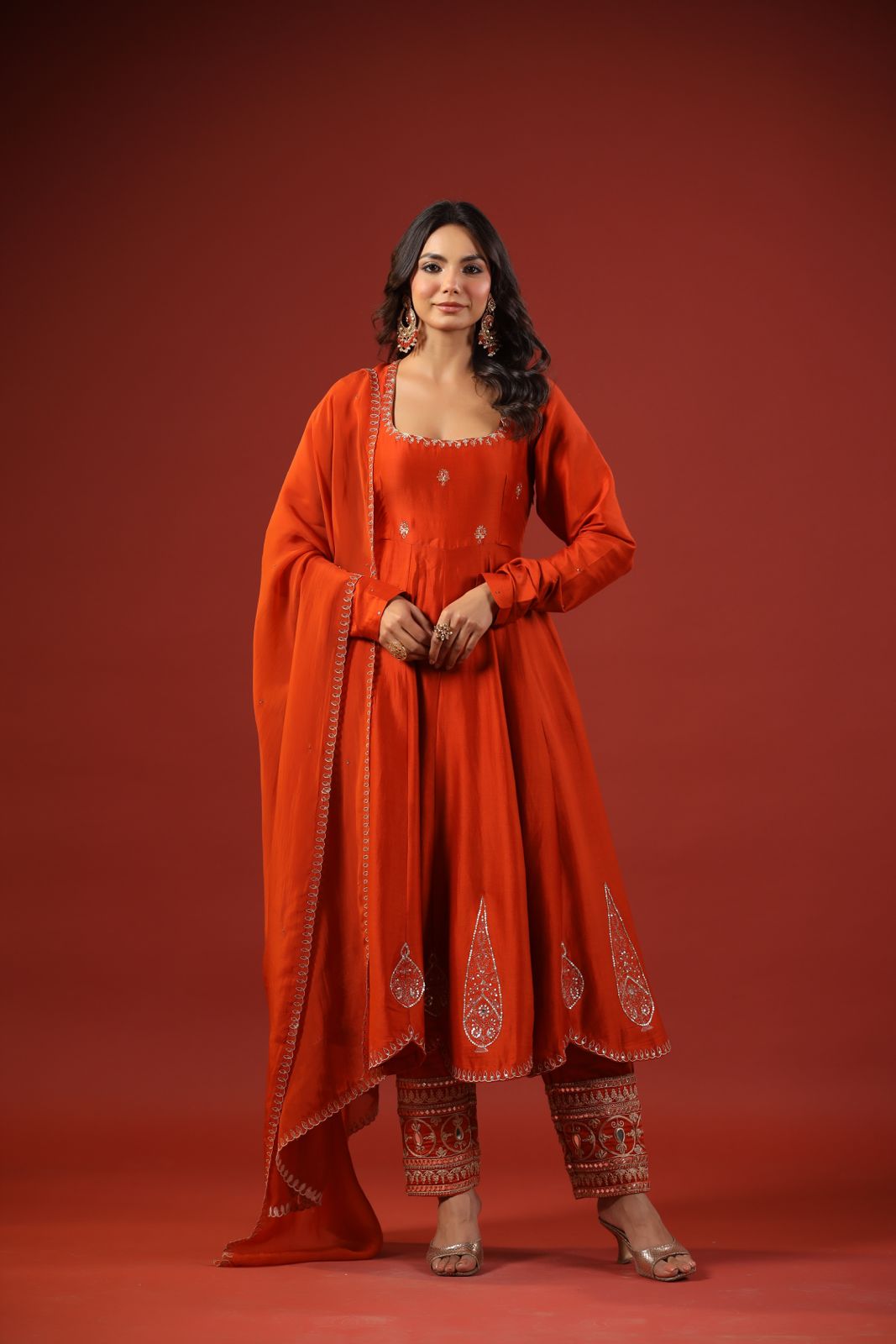Rustic Orange Anarkali Set
