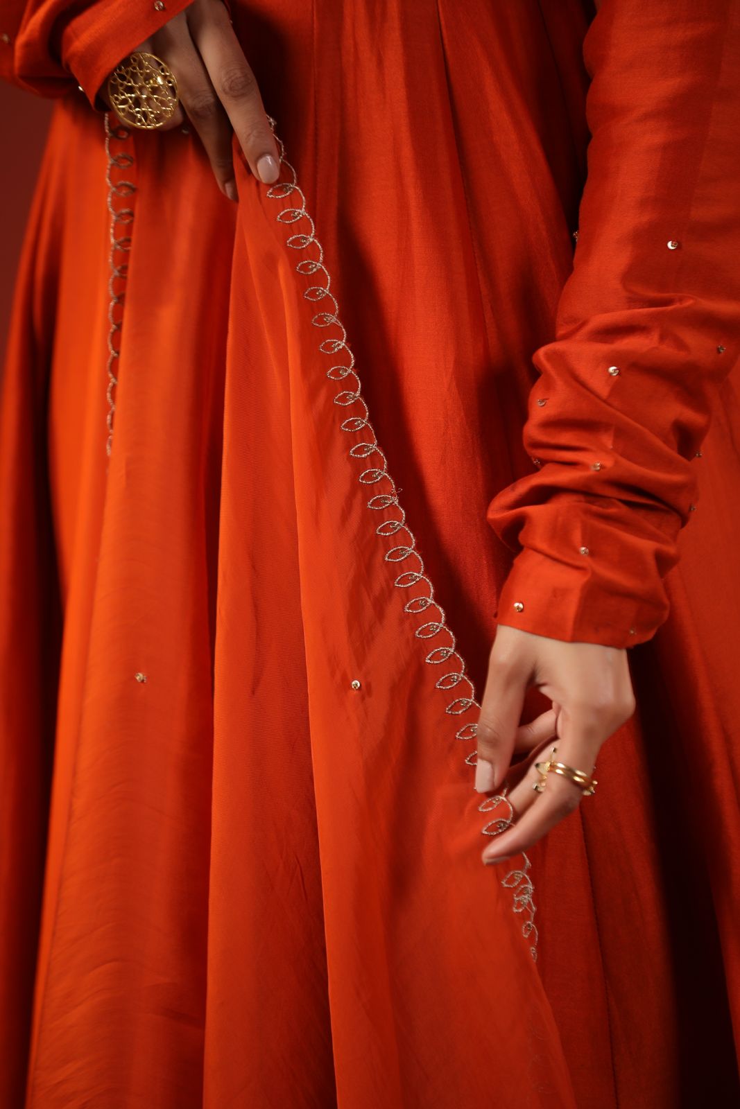 Rustic Orange Anarkali Set
