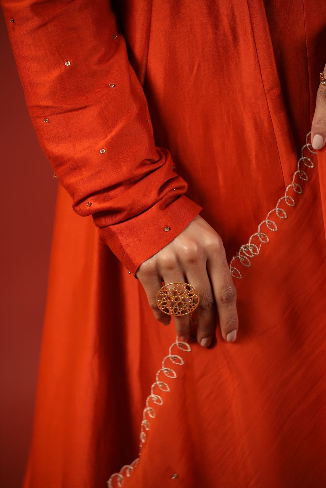 Rustic Orange Anarkali Set