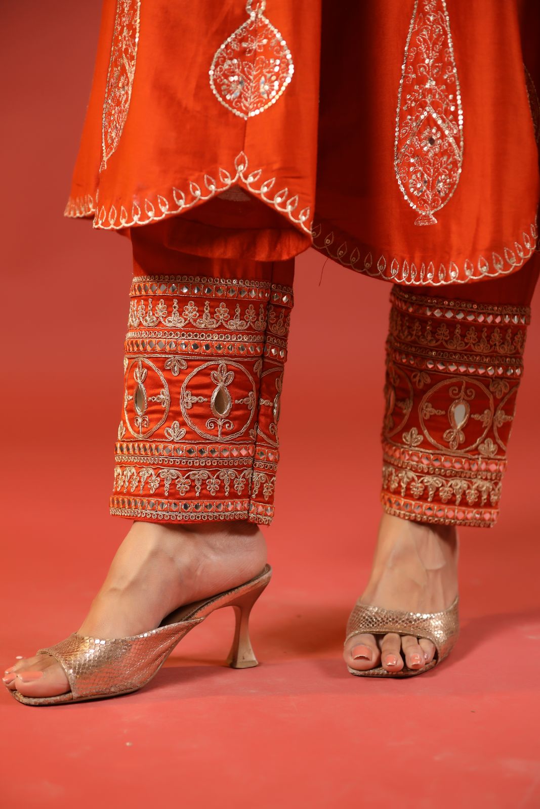 Rustic Orange Anarkali Set