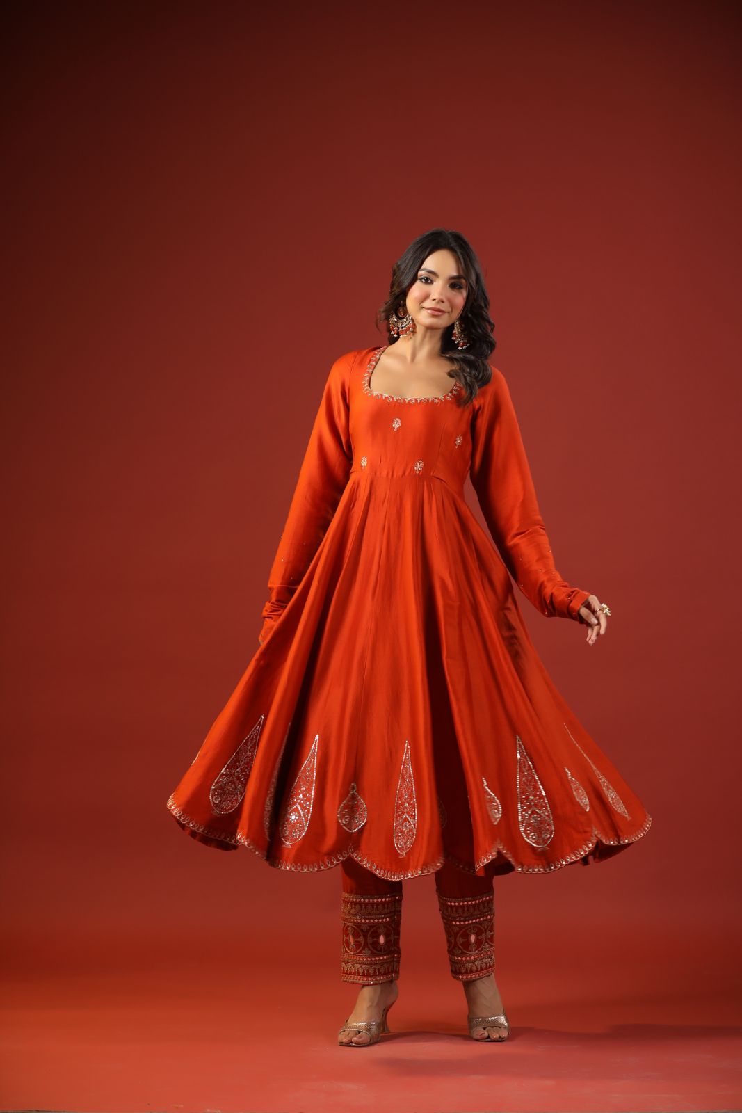 Rustic Orange Anarkali Set