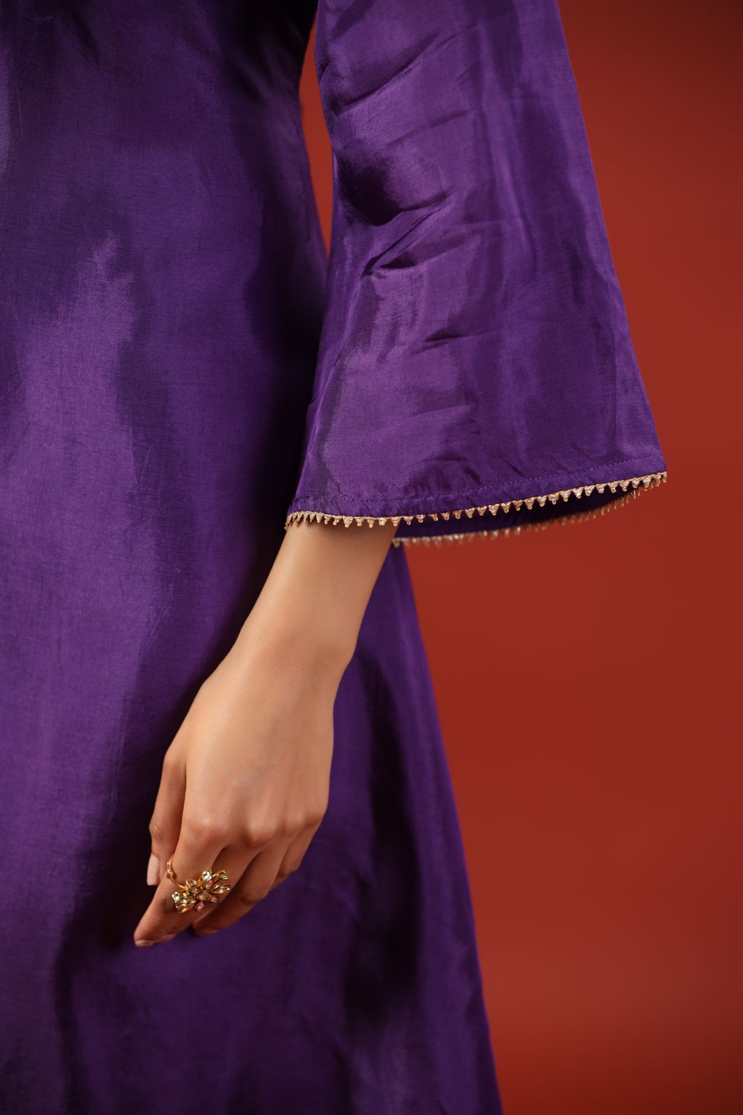 Purple A-line Kurta Set