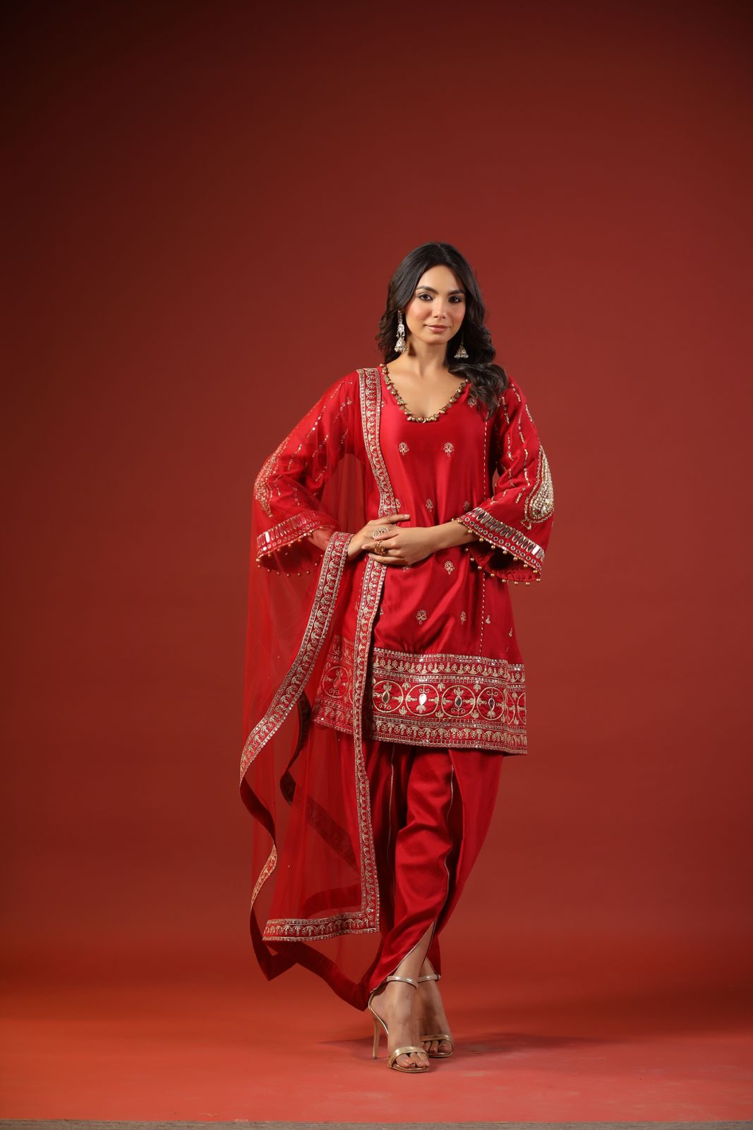 Rustic Red A-line Kurta Set