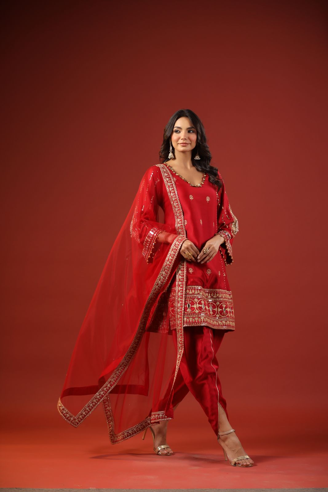 Rustic Red A-line Kurta Set