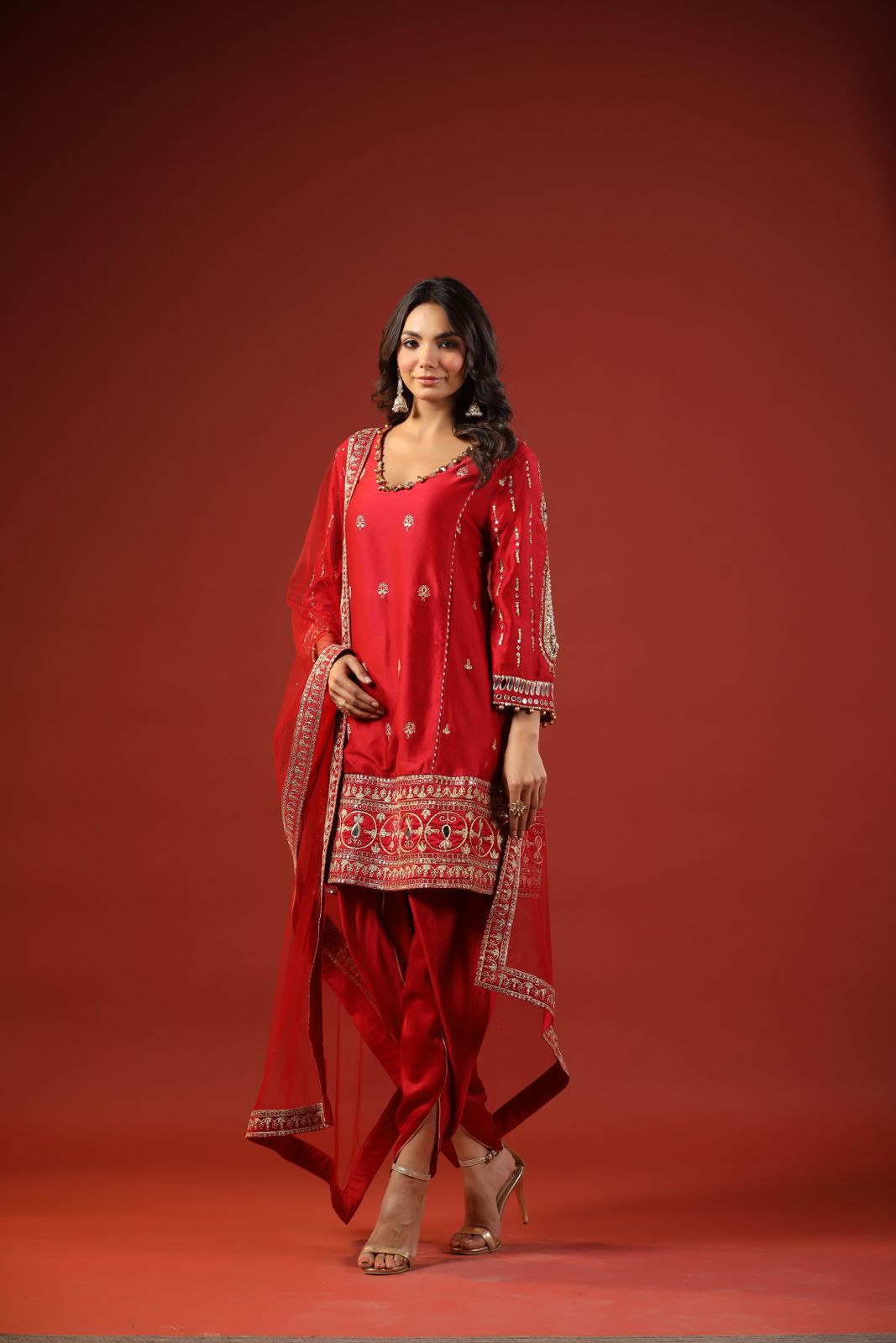 Rustic Red A-line Kurta Set