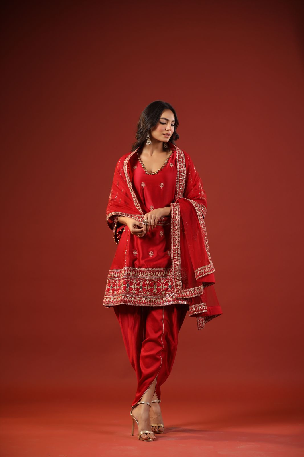 Rustic Red A-line Kurta Set