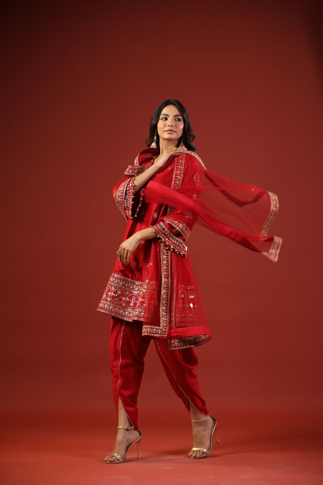 Rustic Red A-line Kurta Set