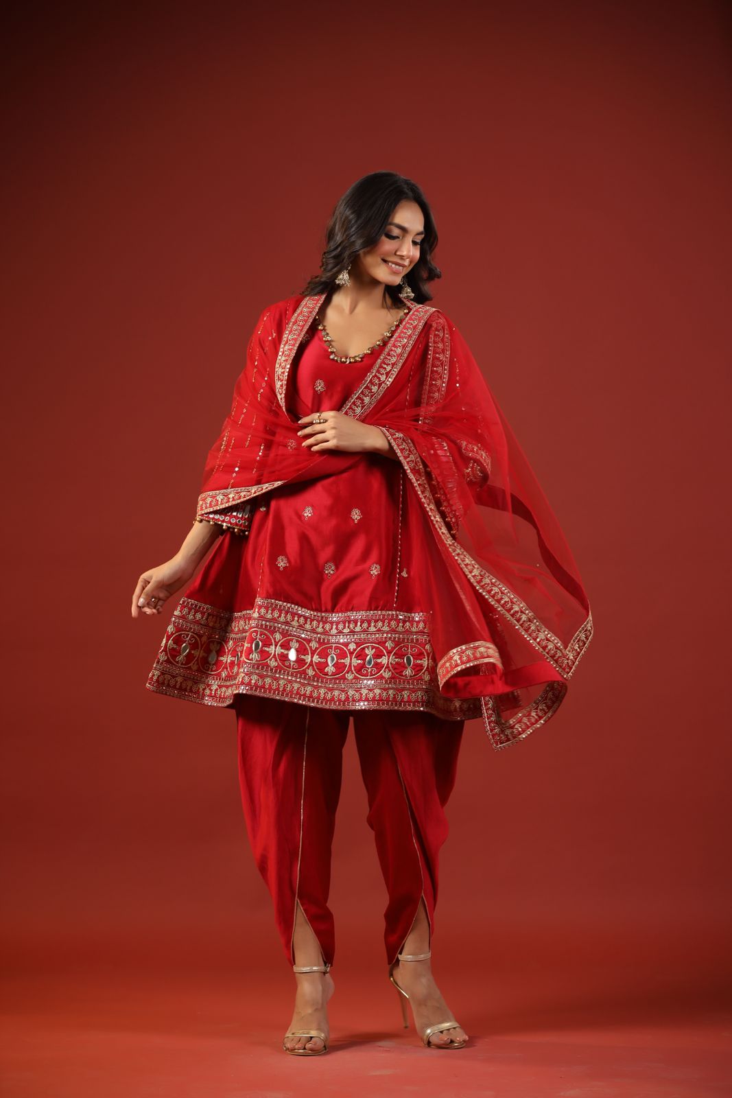 Rustic Red A-line Kurta Set