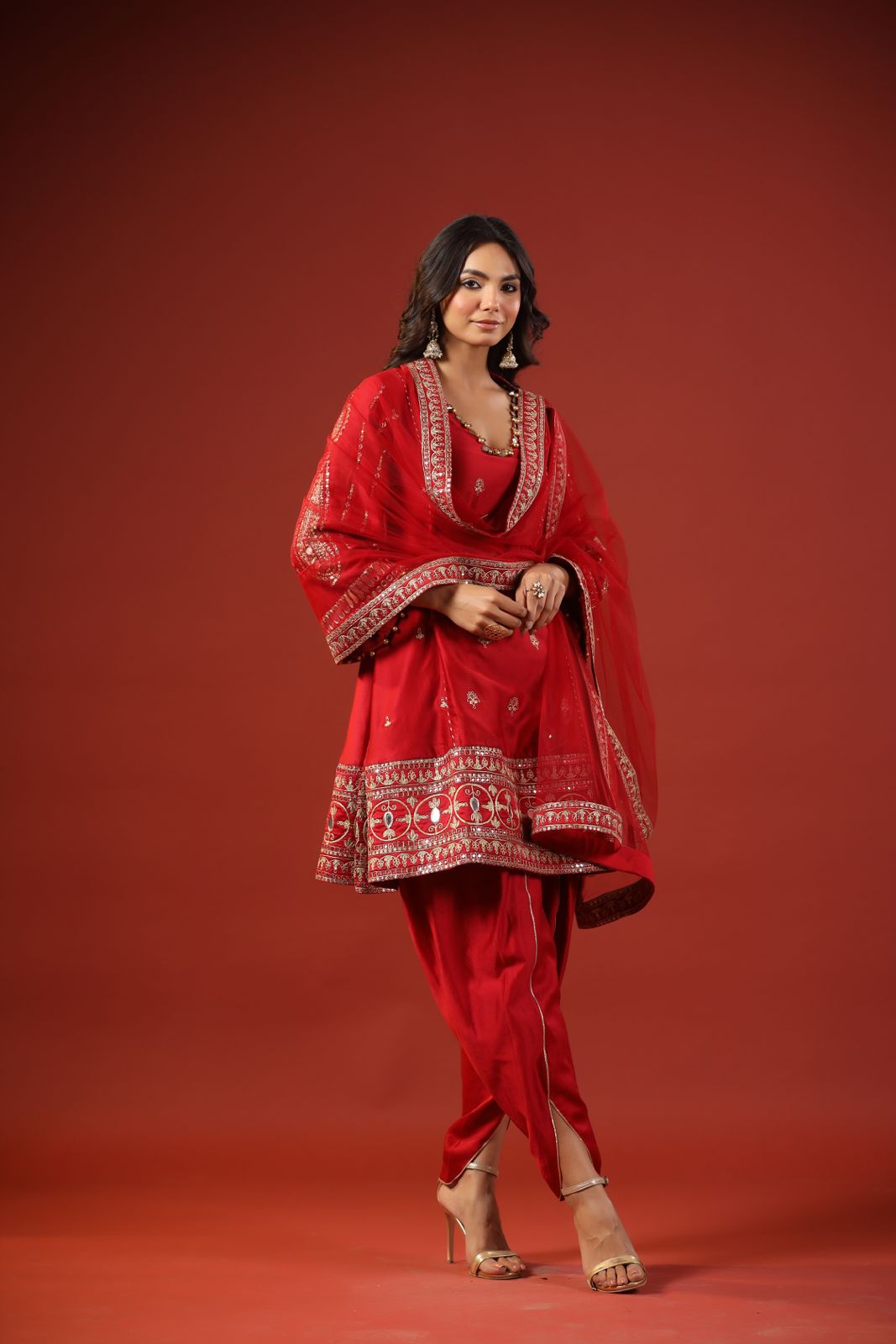 Rustic Red A-line Kurta Set