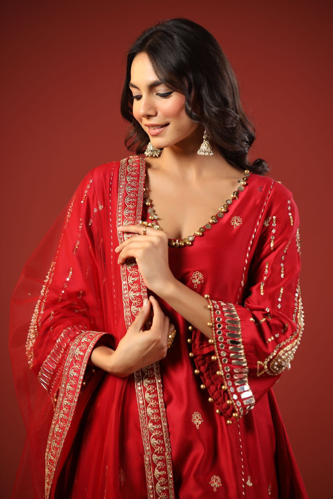 Rustic Red A-line Kurta Set