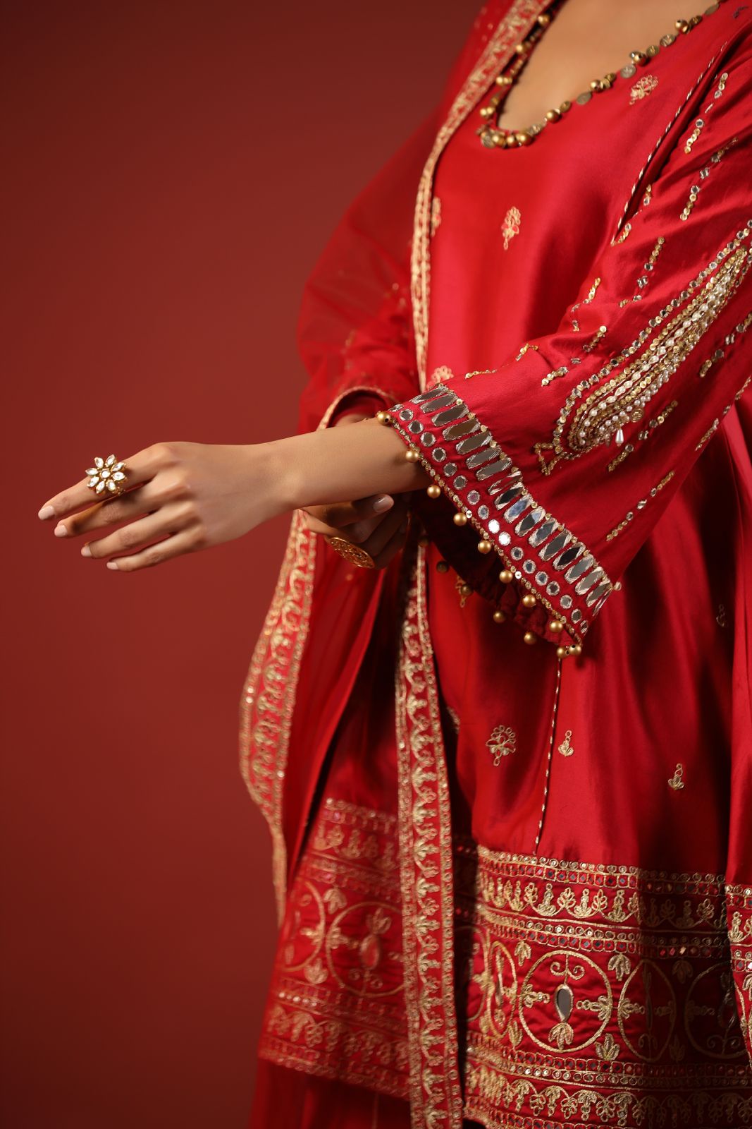 Rustic Red A-line Kurta Set