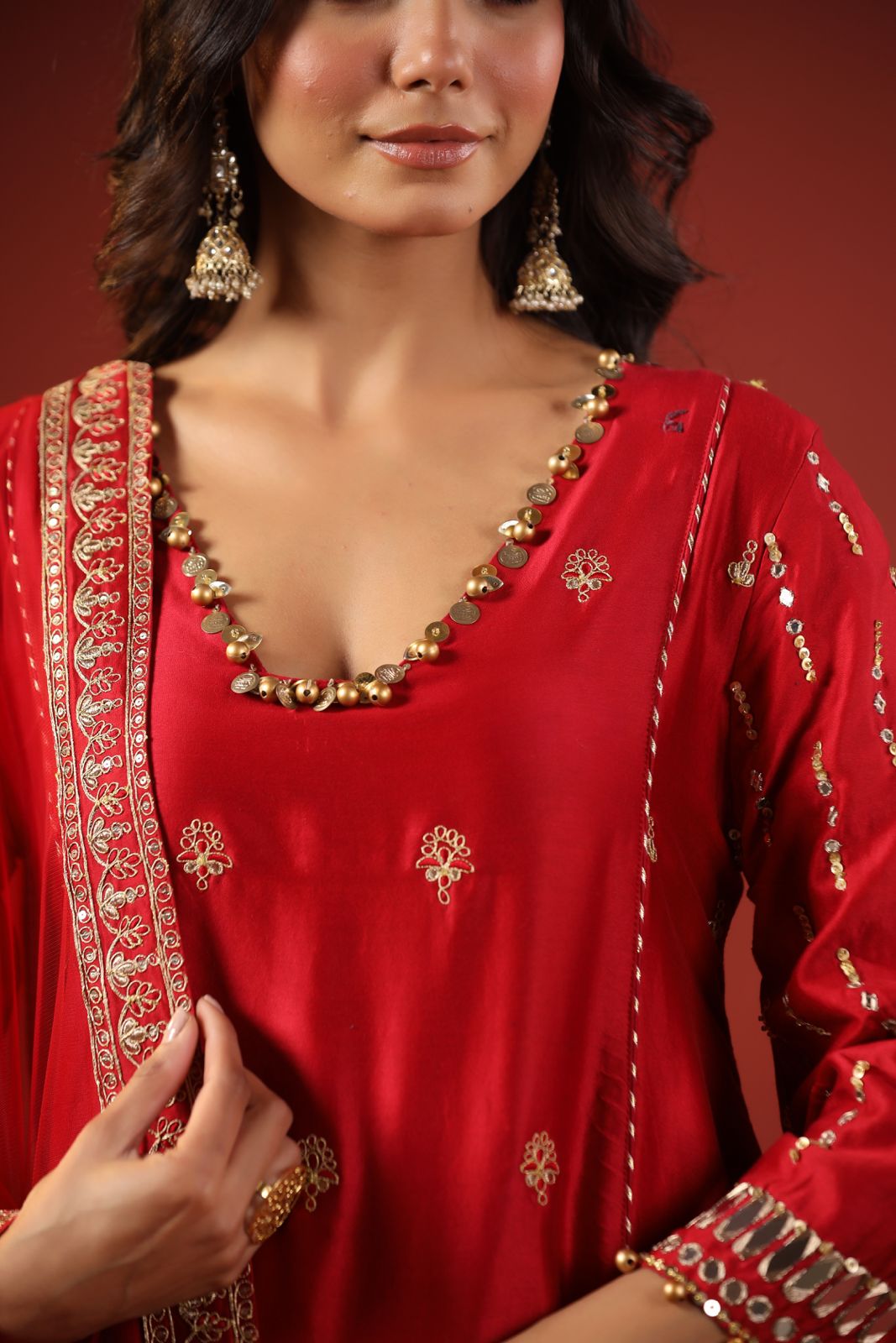 Rustic Red A-line Kurta Set