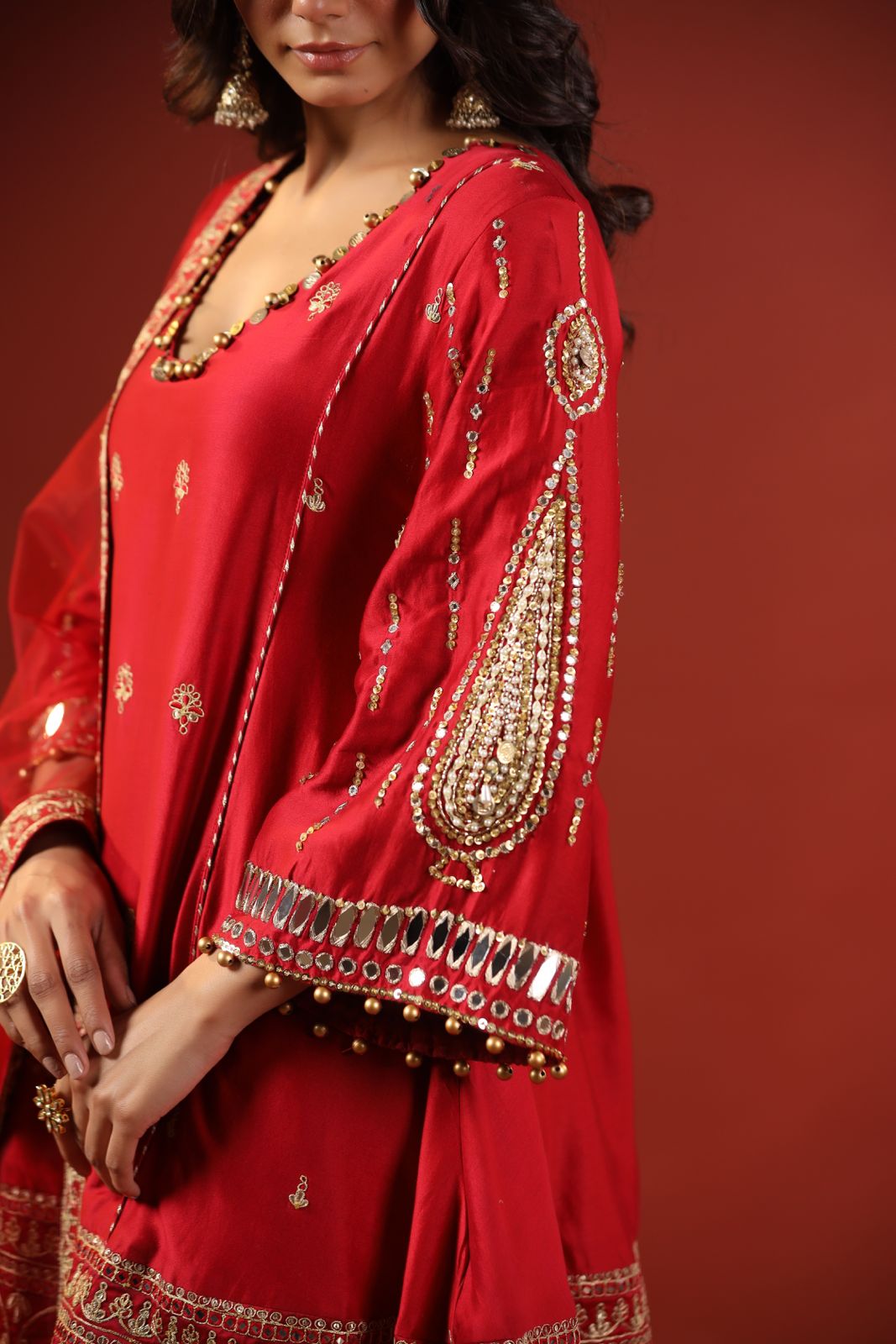Rustic Red A-line Kurta Set