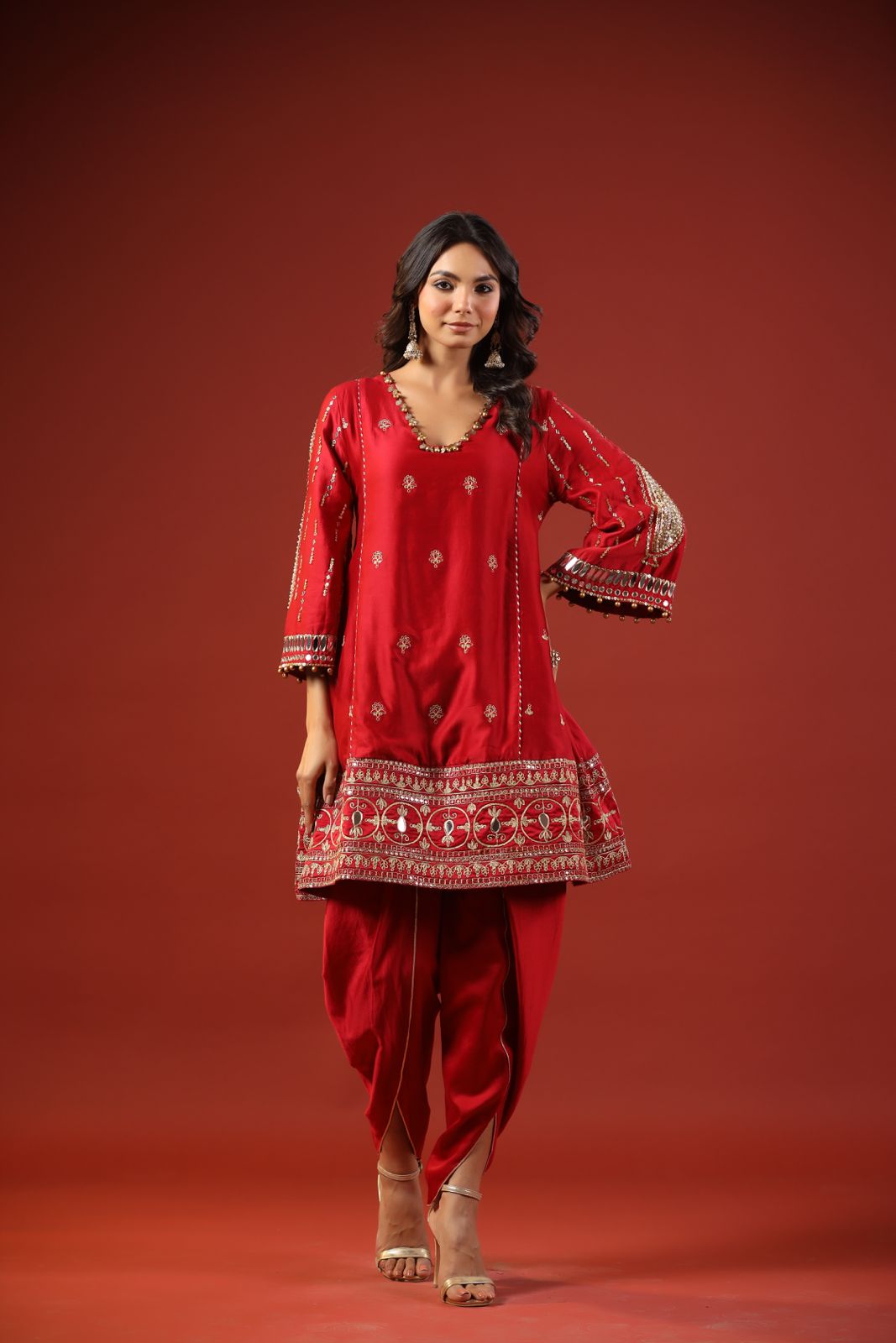 Rustic Red A-line Kurta Set