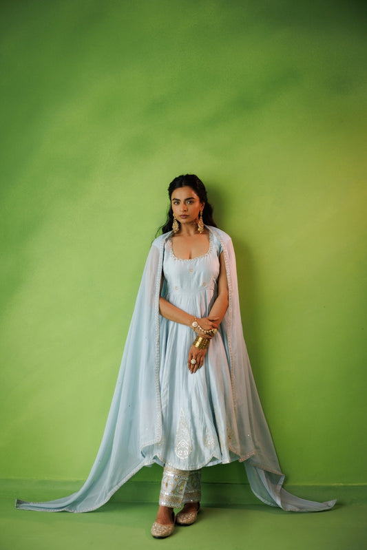 Powder Blue Anarkali Set