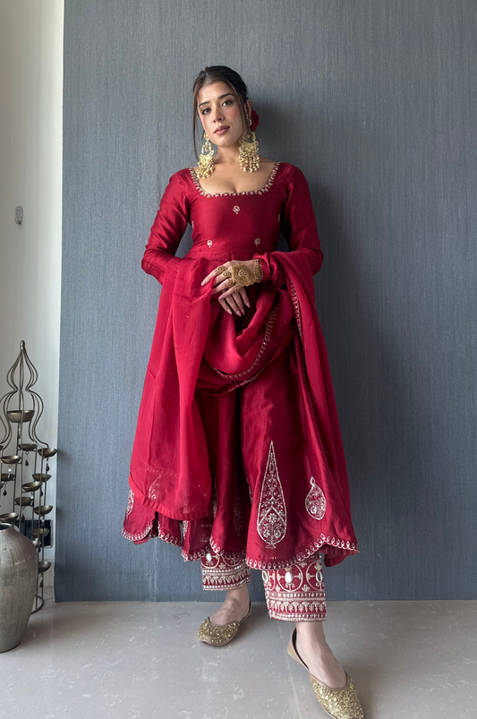 Sukhmani Gambhir in Rustic Red Anarkali Set