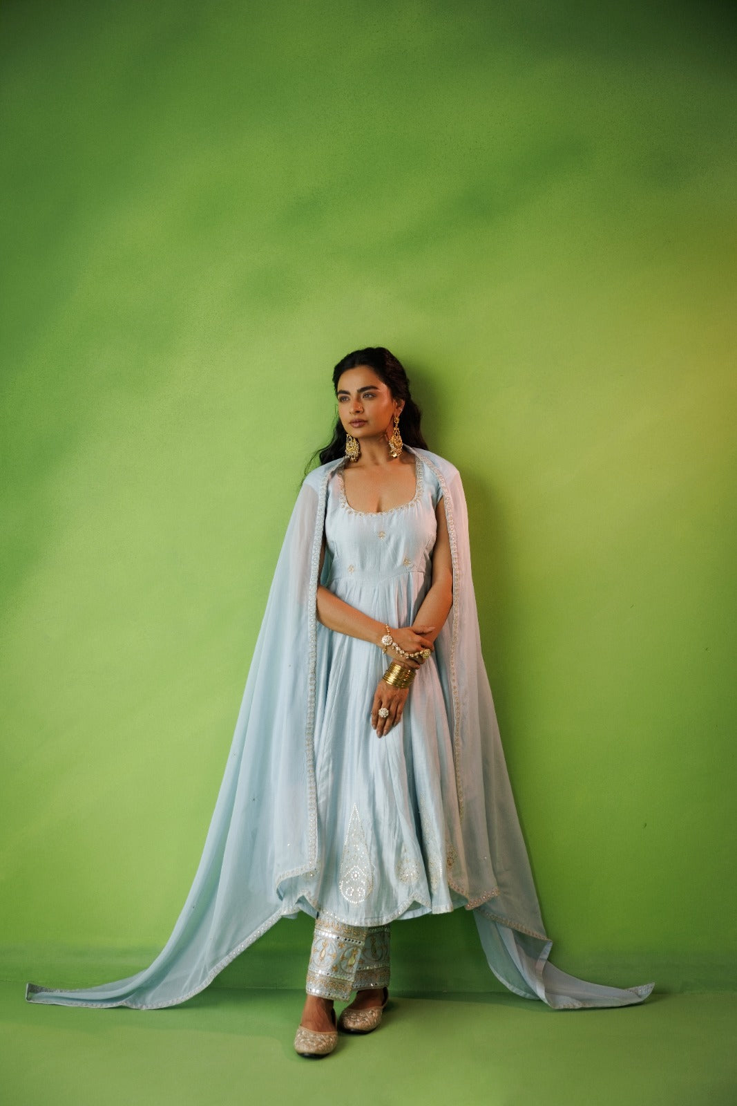 Powder Blue Anarkali Set