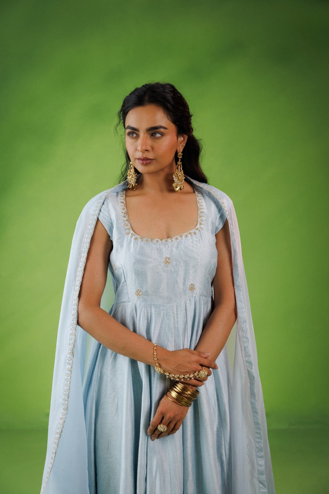 Powder Blue Anarkali Set
