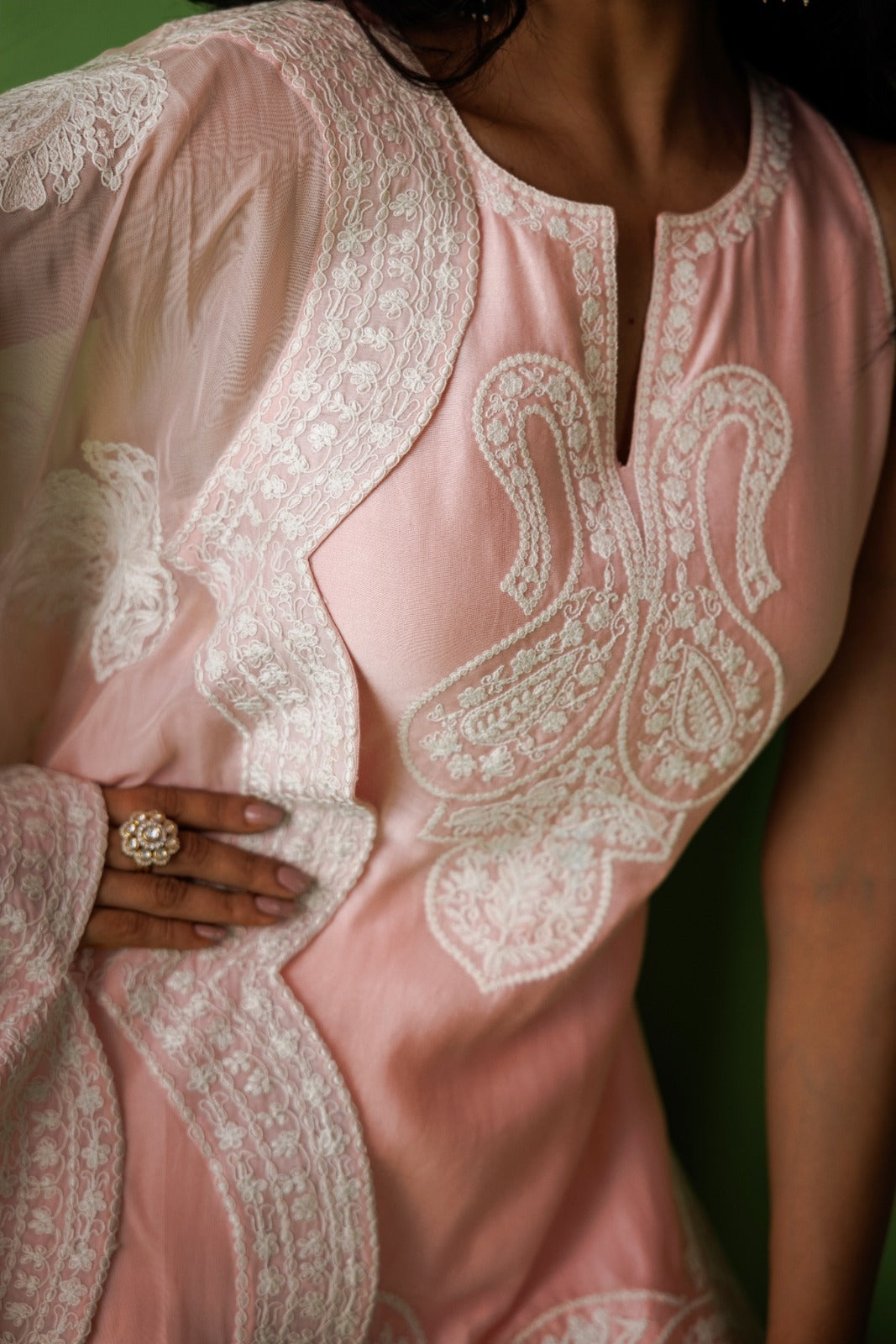 Baby Pink Flared Sharara Set