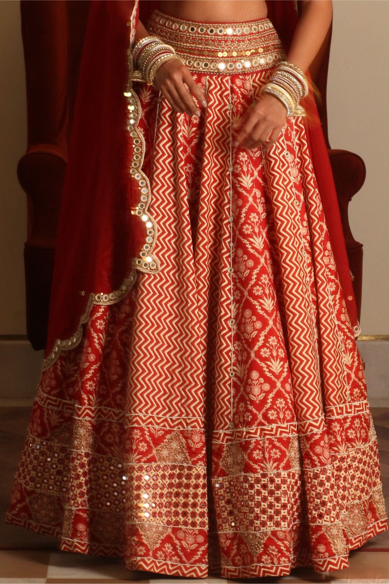 Rustic red bridal lehenga set