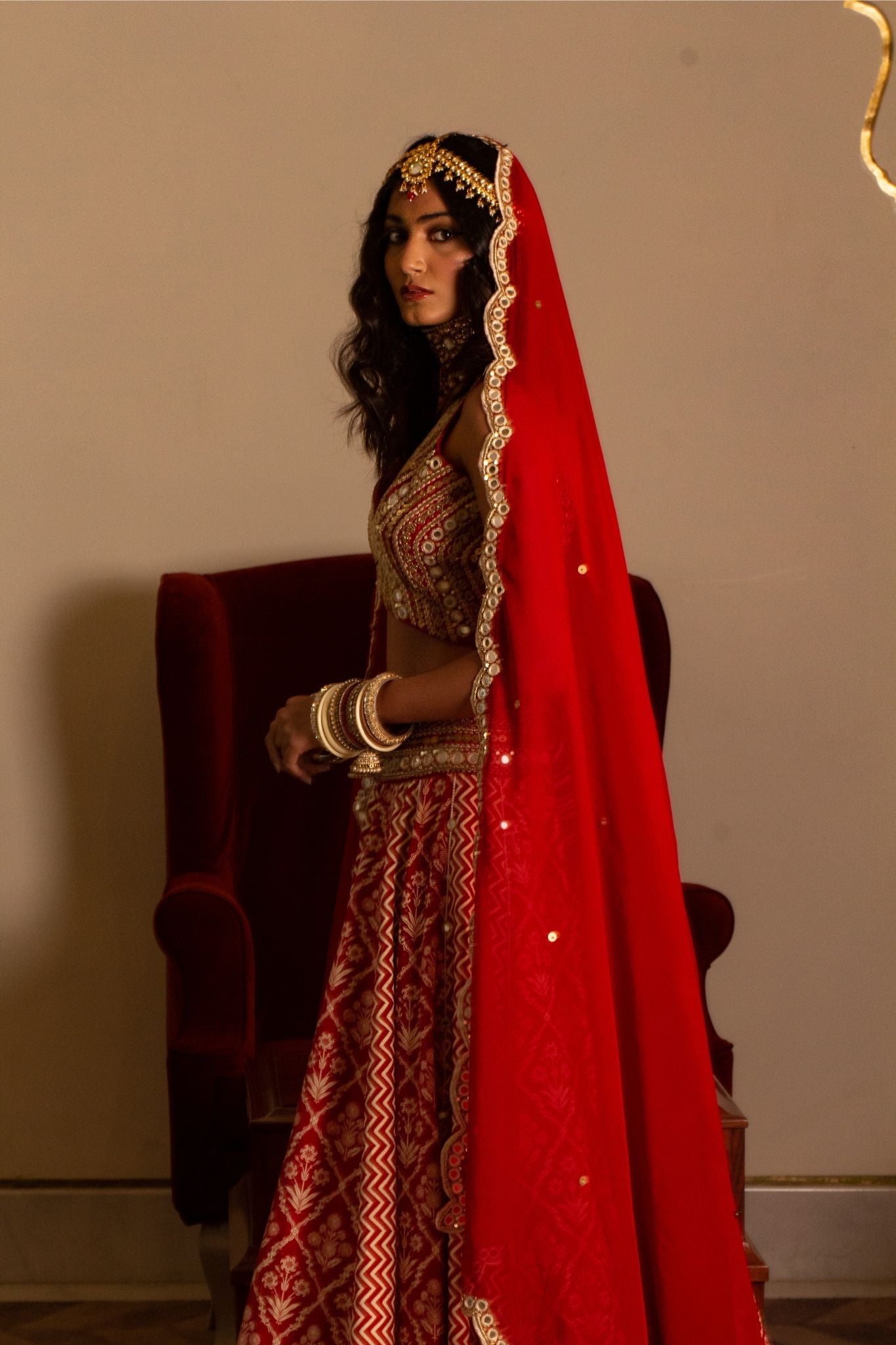 Rustic red bridal lehenga set