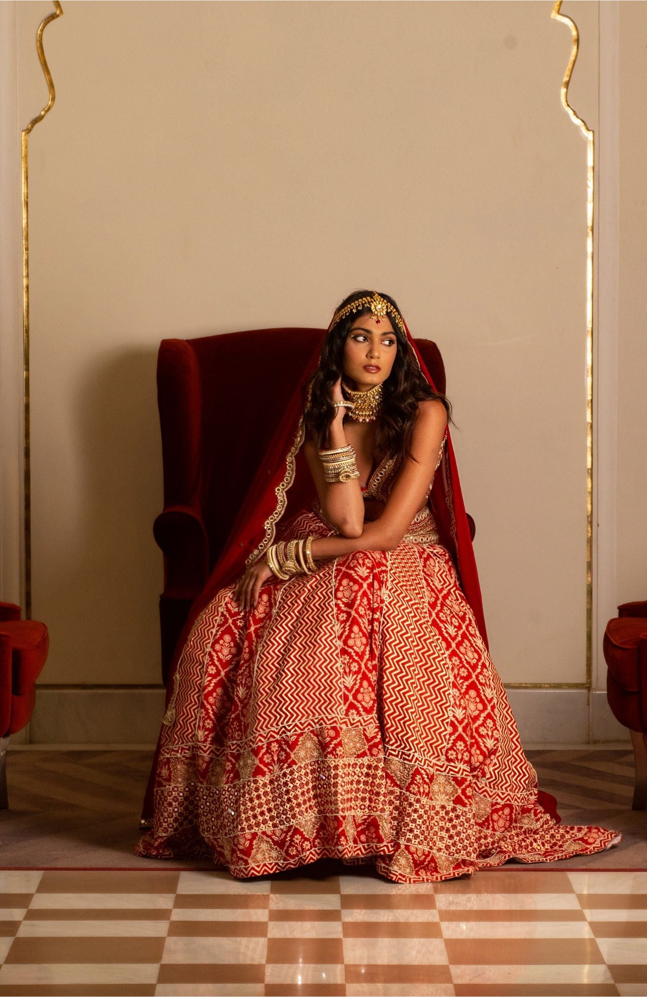 Rustic red bridal lehenga set