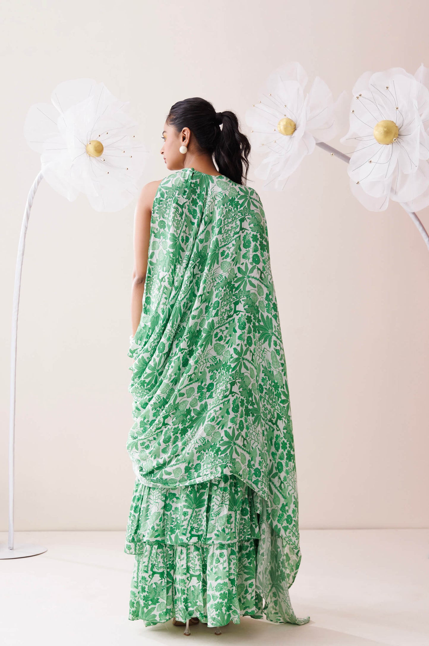 Ivory fern saree