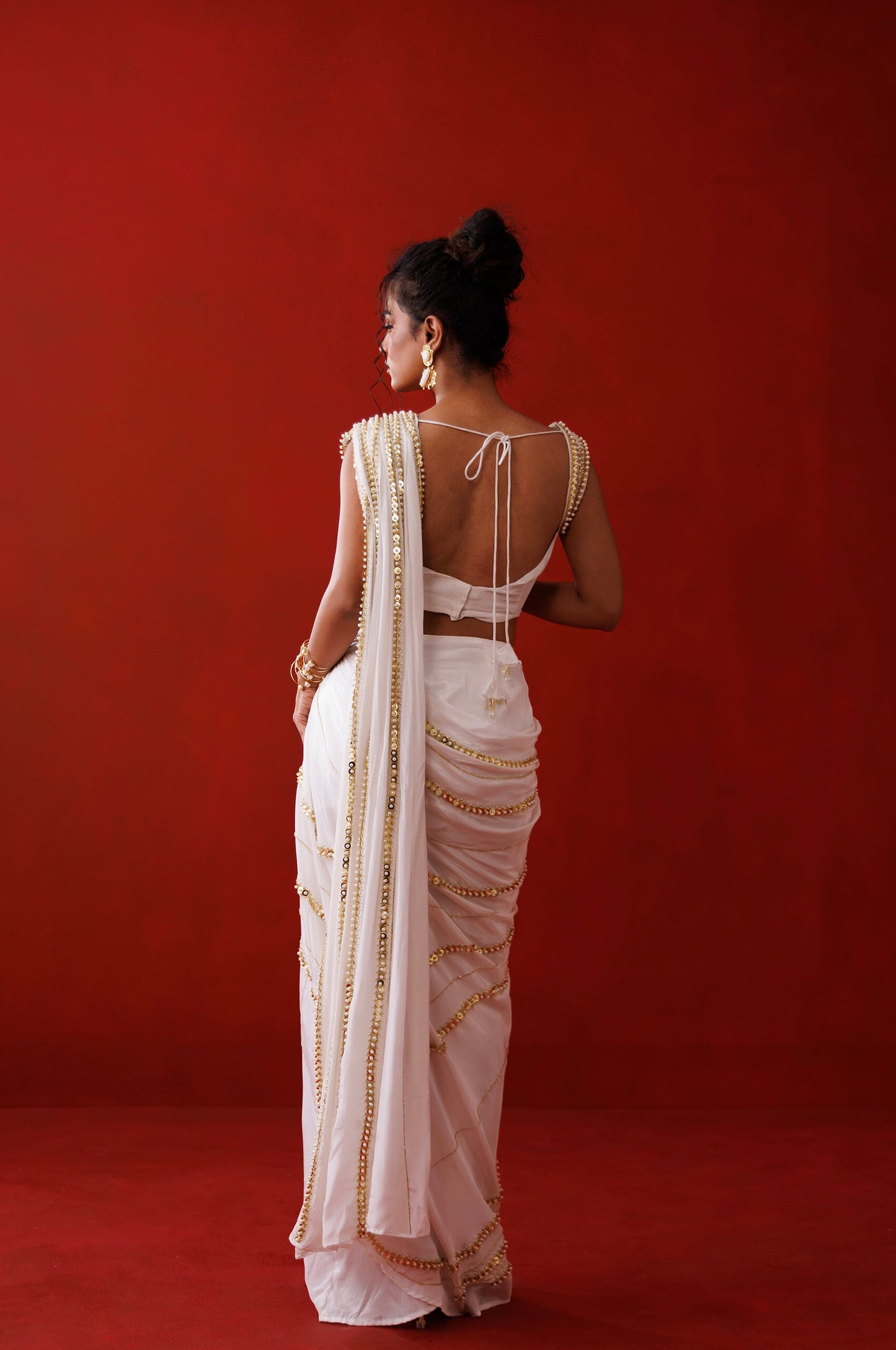 Ivory slit saree