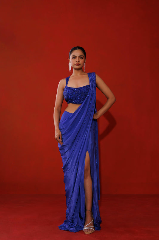 Saphire slit saree