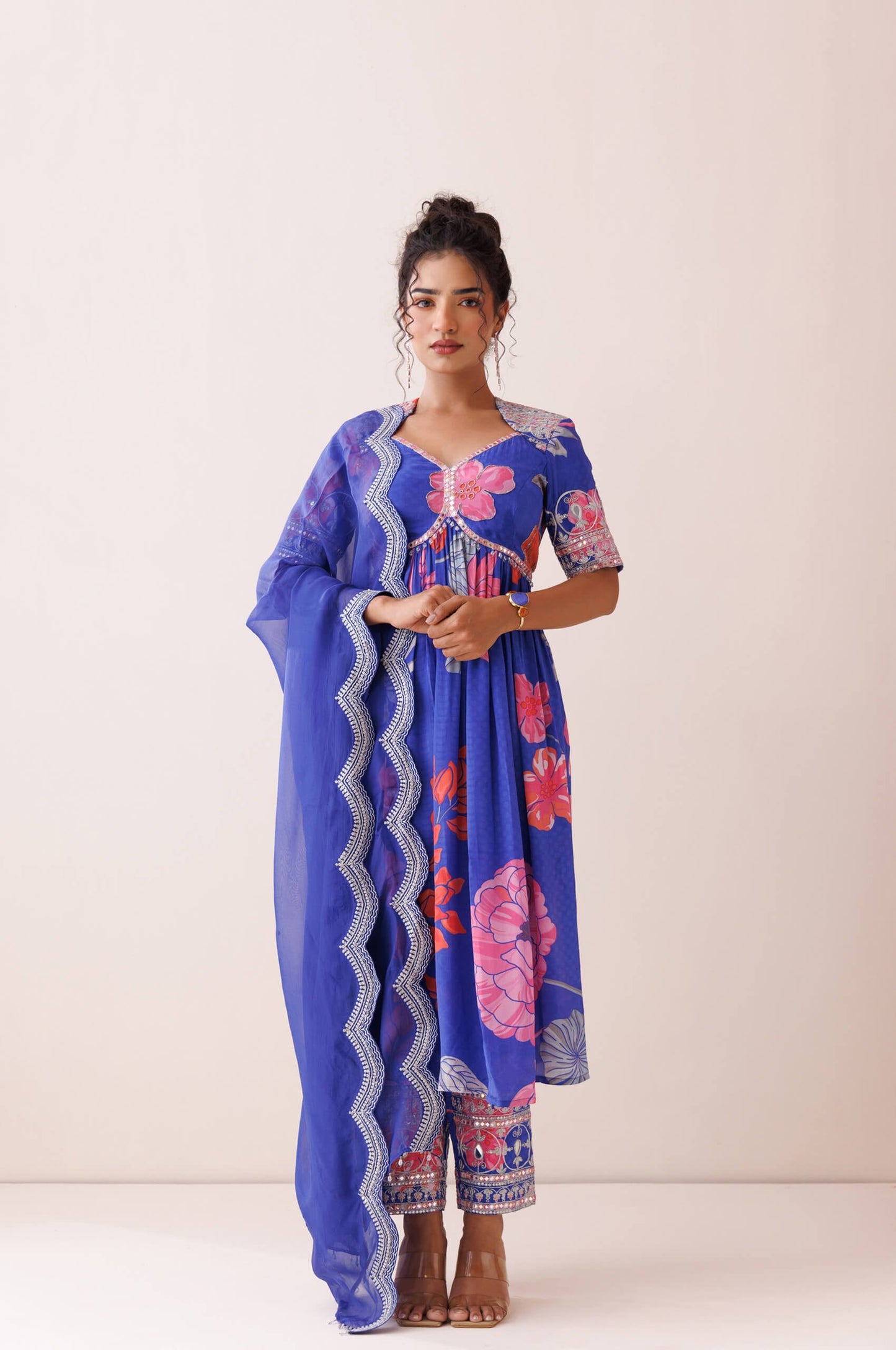 Blue dori work kurta set