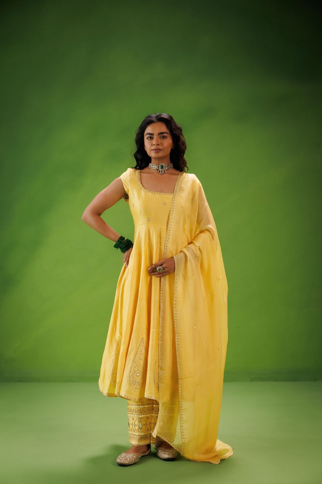 Yellow Anarkali Set