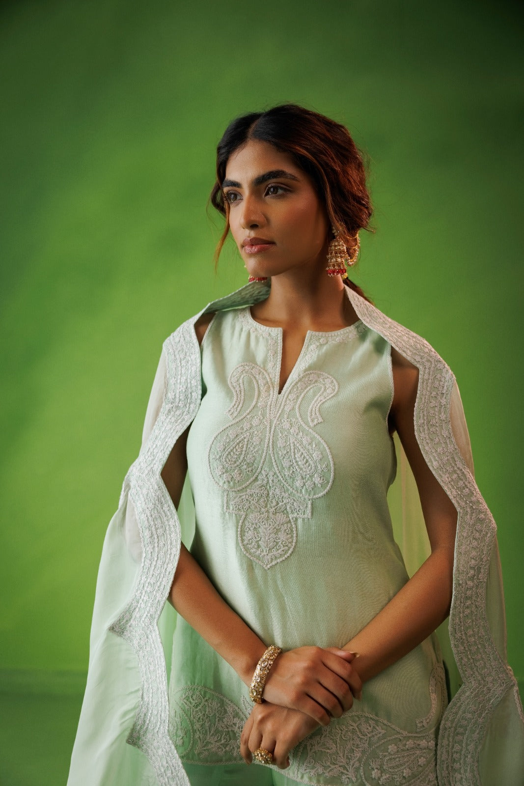 Mint Green Flared Sharara Set
