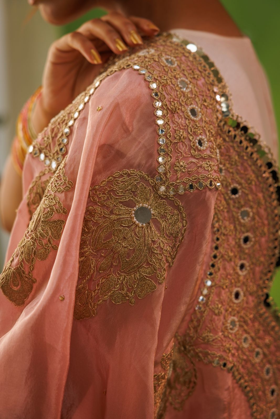 Ivory and Baby Pink Reversable Anarkali Set