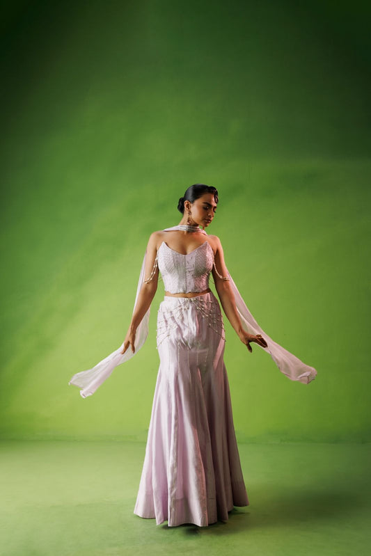Lavender corset and Fishtail skirt set