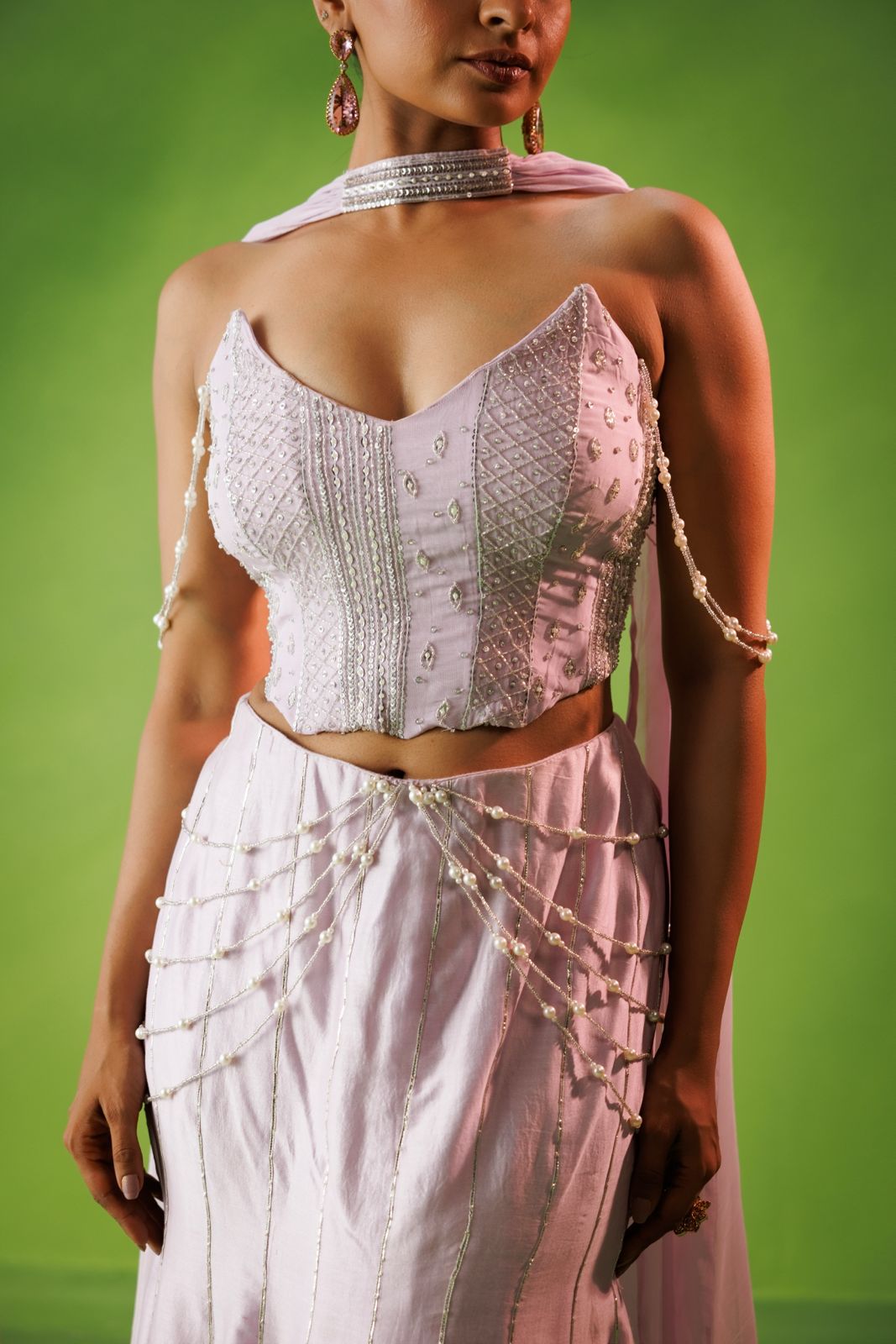 Lavender corset and Fishtail skirt set