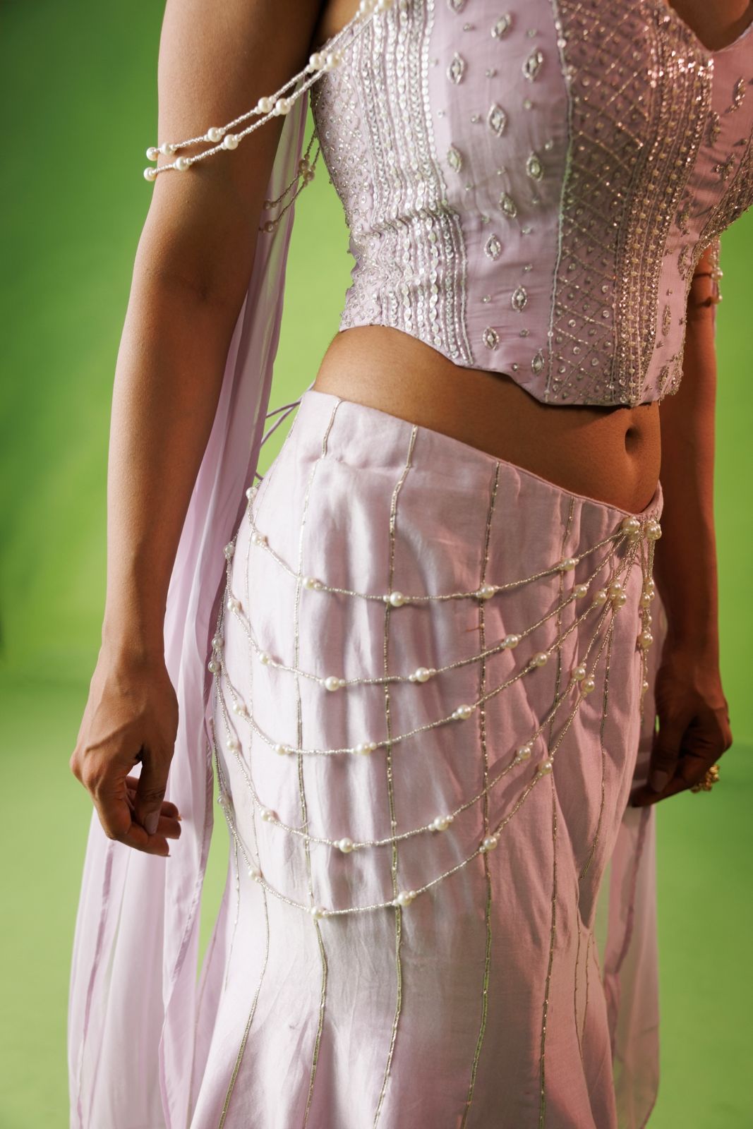 Lavender corset and Fishtail skirt set