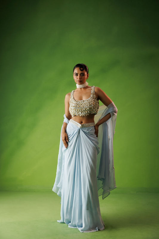 Powder blue drop bliss cape set