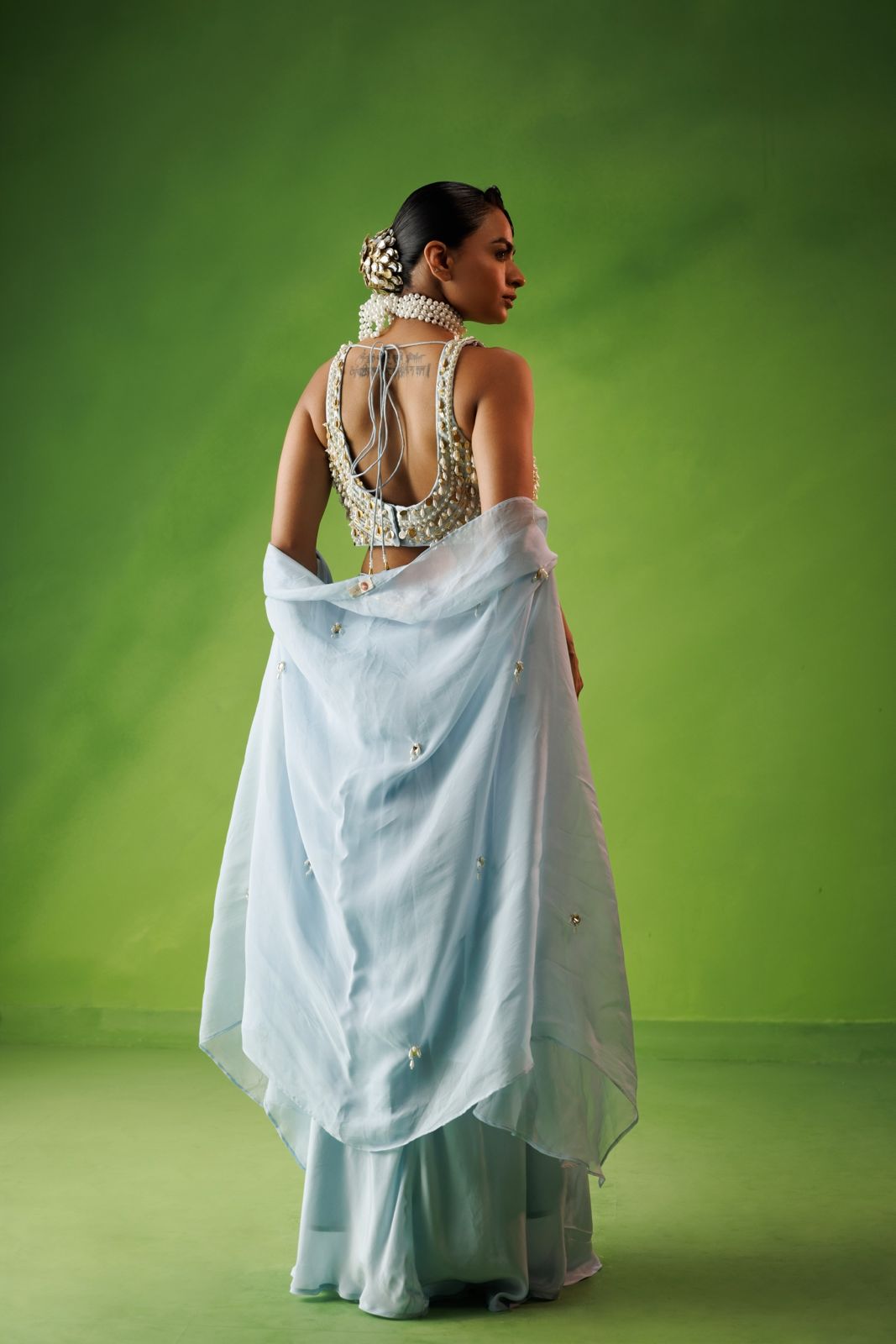 Powder blue drop bliss cape set