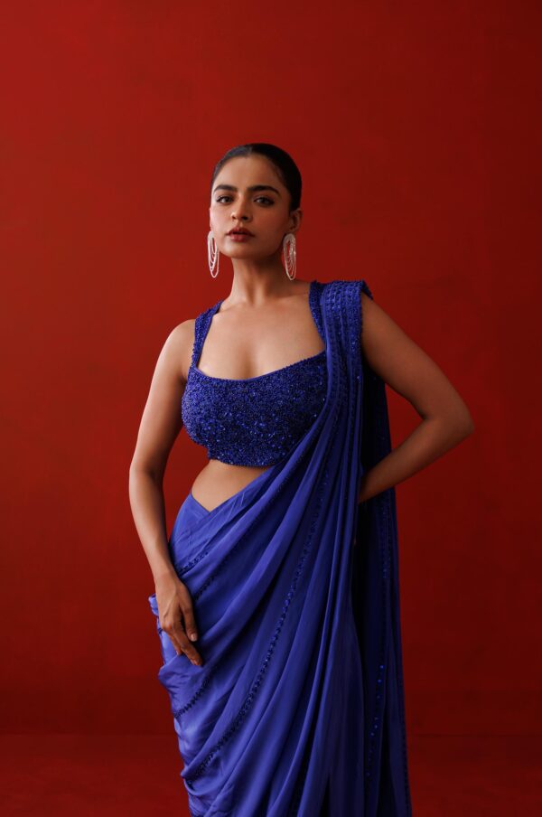 Saphire slit saree